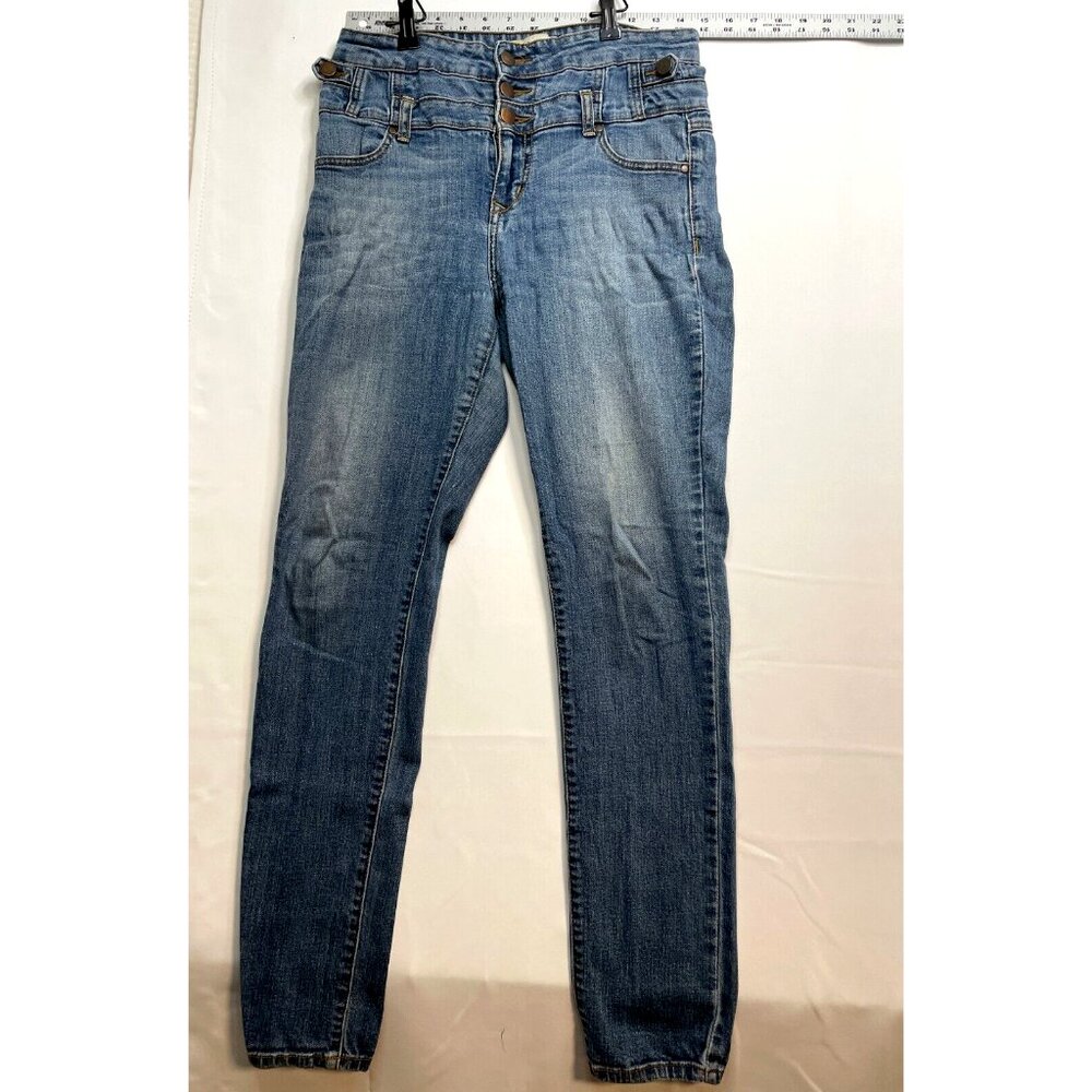 Eunina jeans womens 9 button fly stretch tapered 29 x 32 9910P1 blue